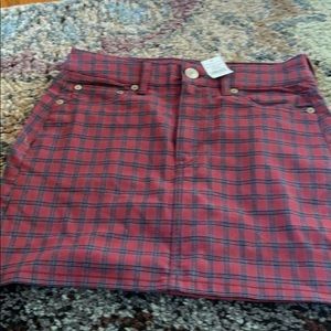 brand new red plaid miniskirt!